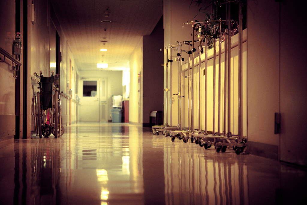 Photo of a hospital hallway.