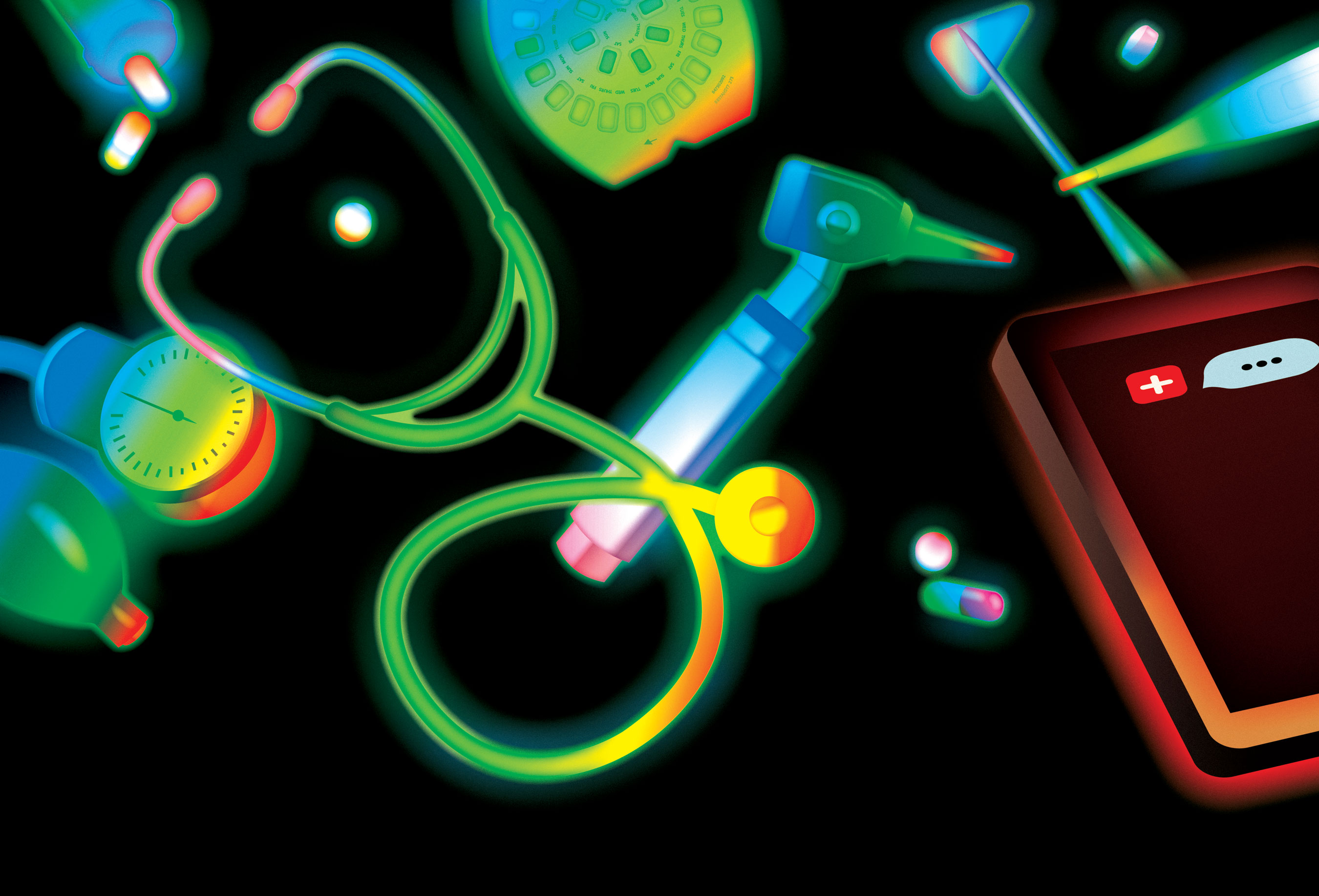 Illustration of medical equipment and ipad