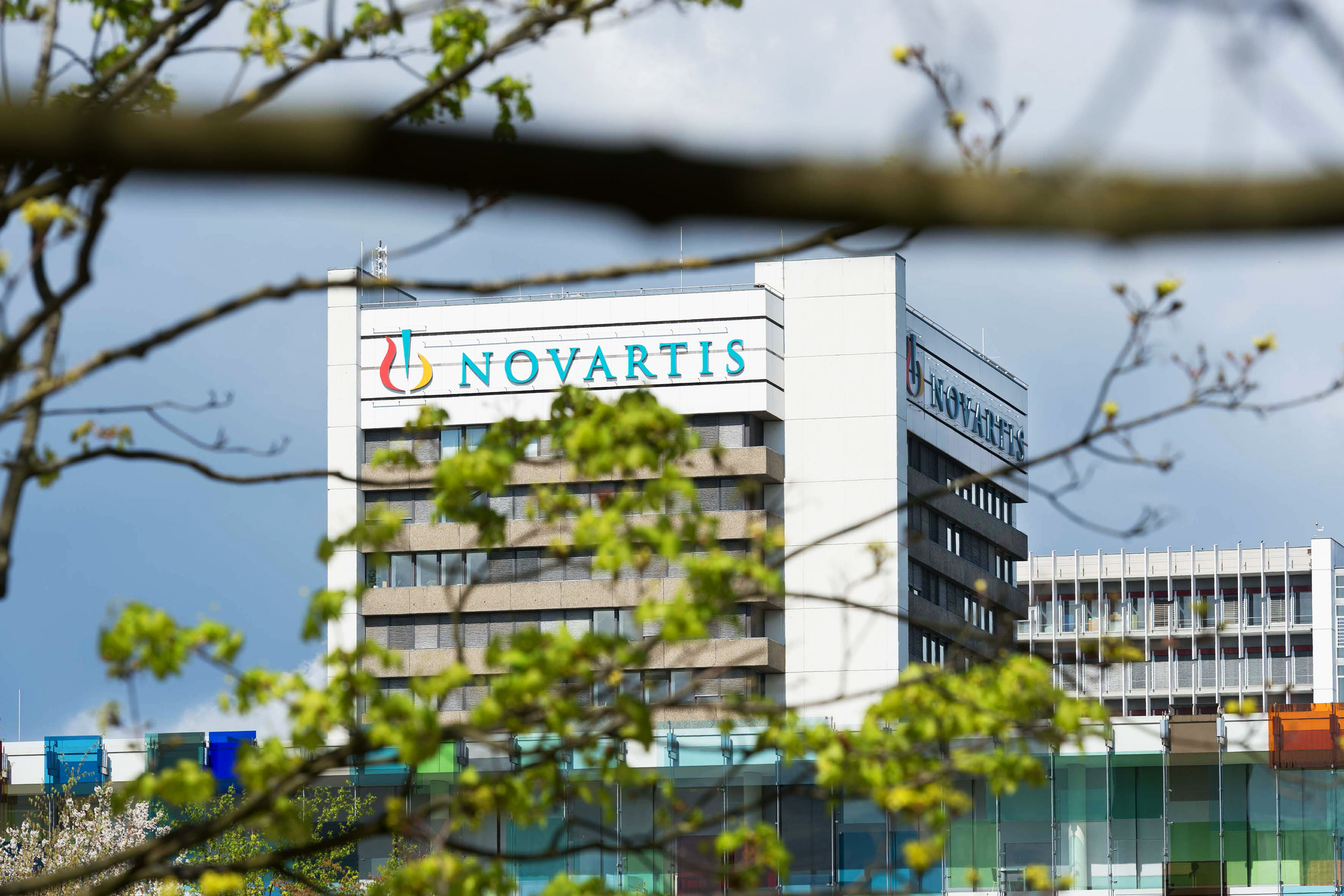 An image of a building with a Novartis logo