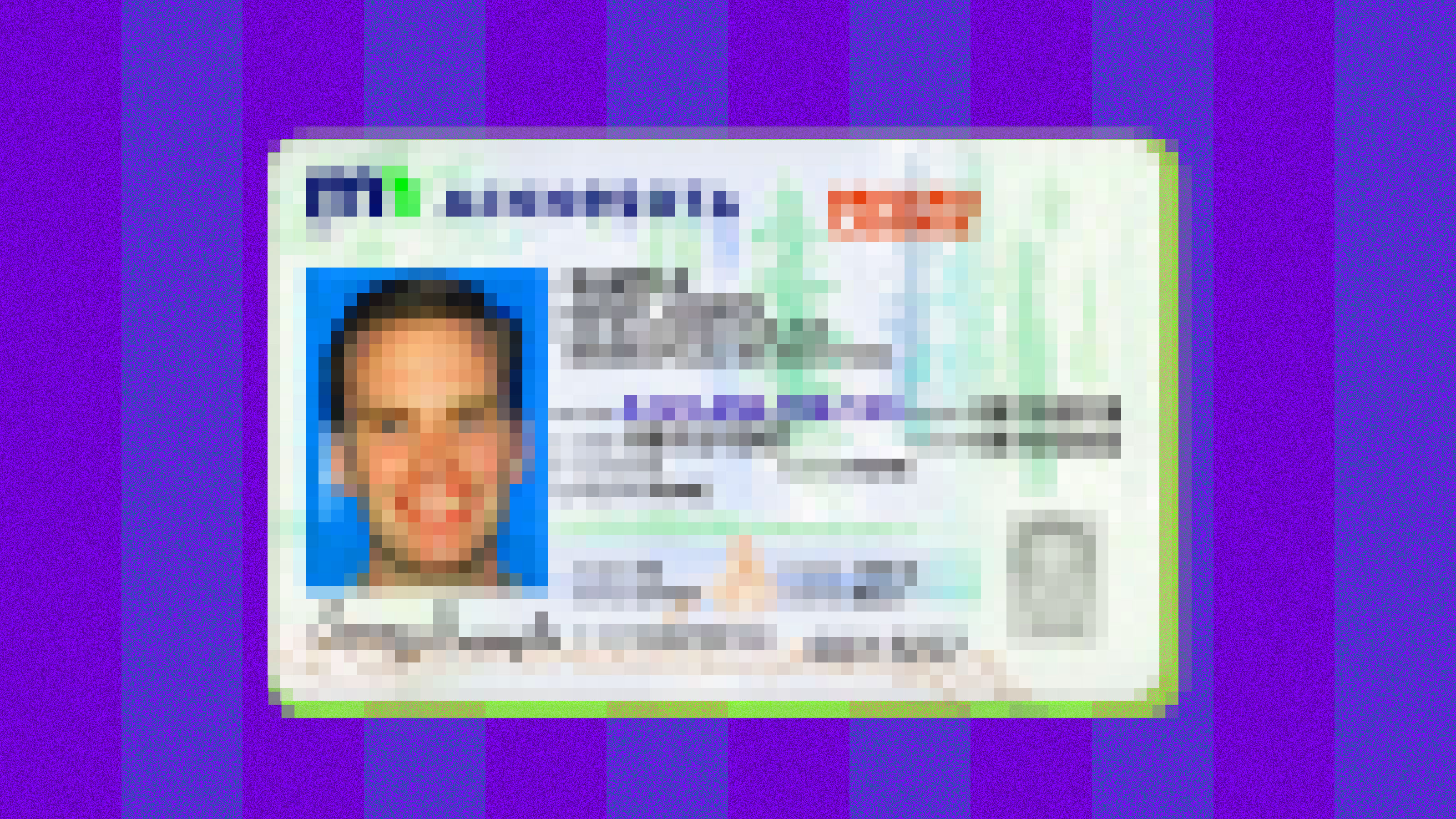 An image of a pixelated ID card