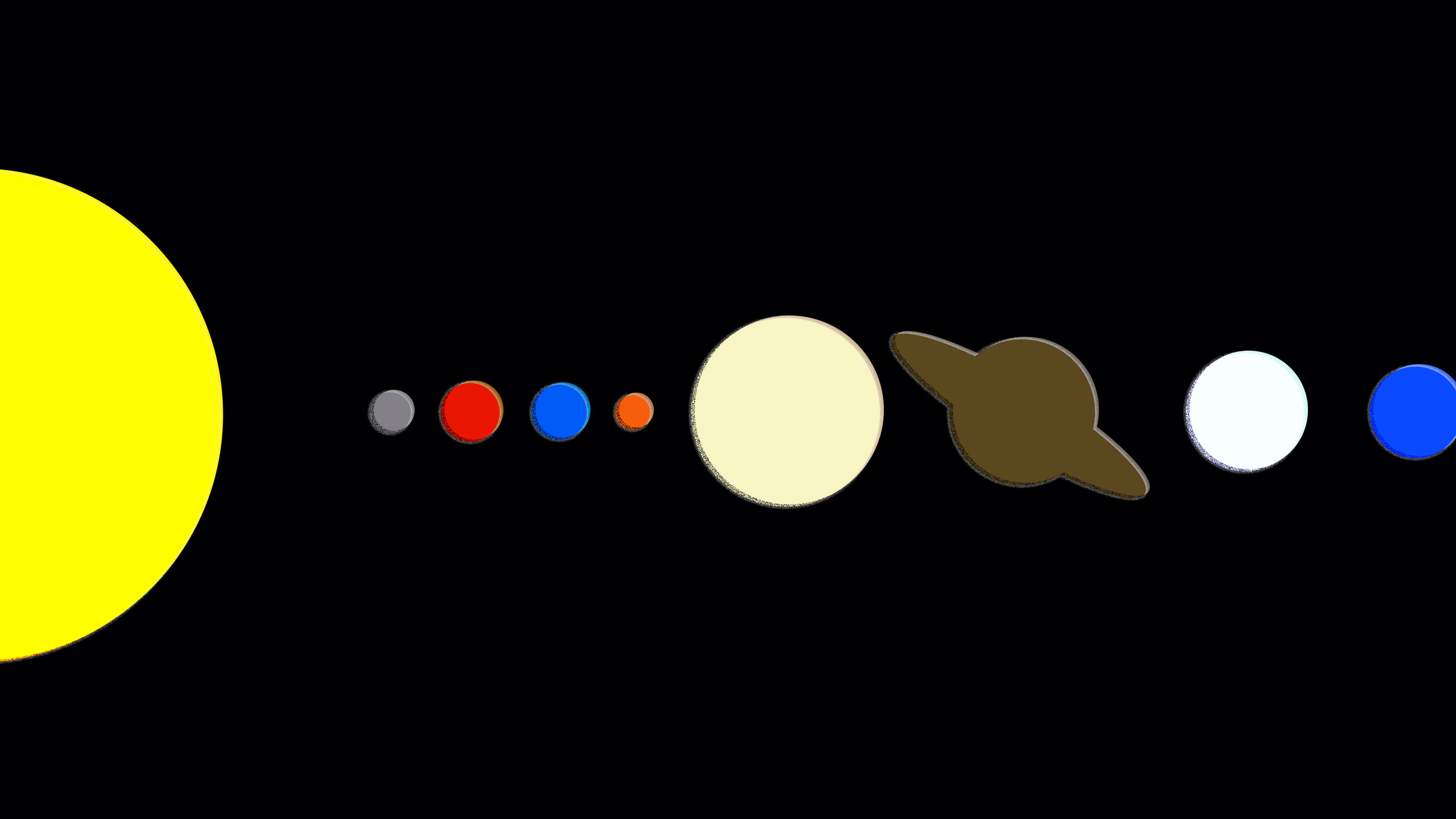 An illustration showing the planets in the solar system