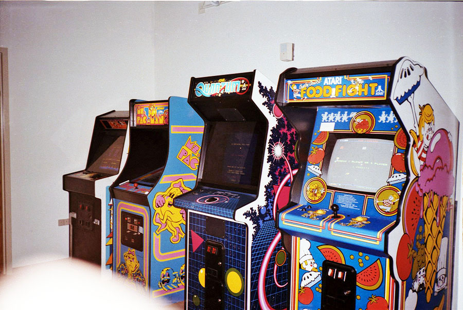 Vintage photo of four arcade games