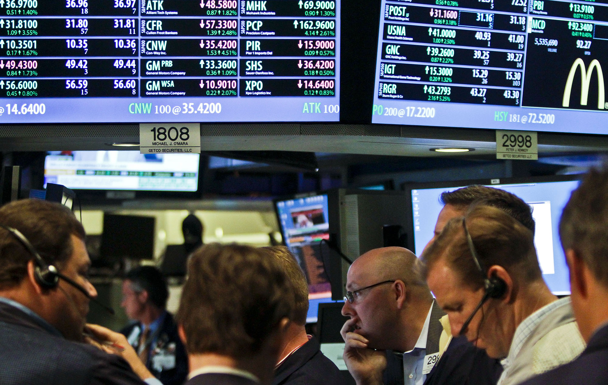 Traders on the stock trading floor