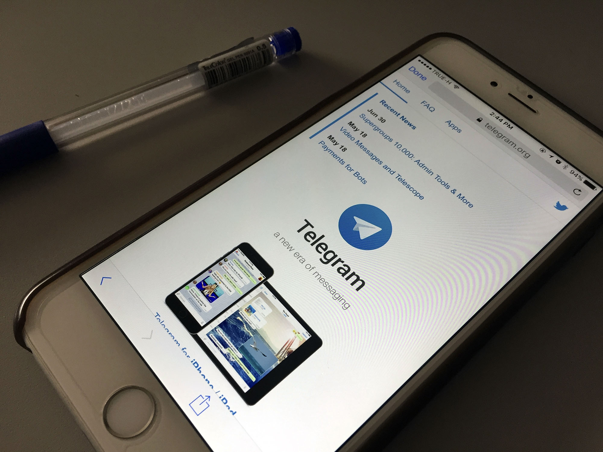The Telegram app, open on a smartphone.