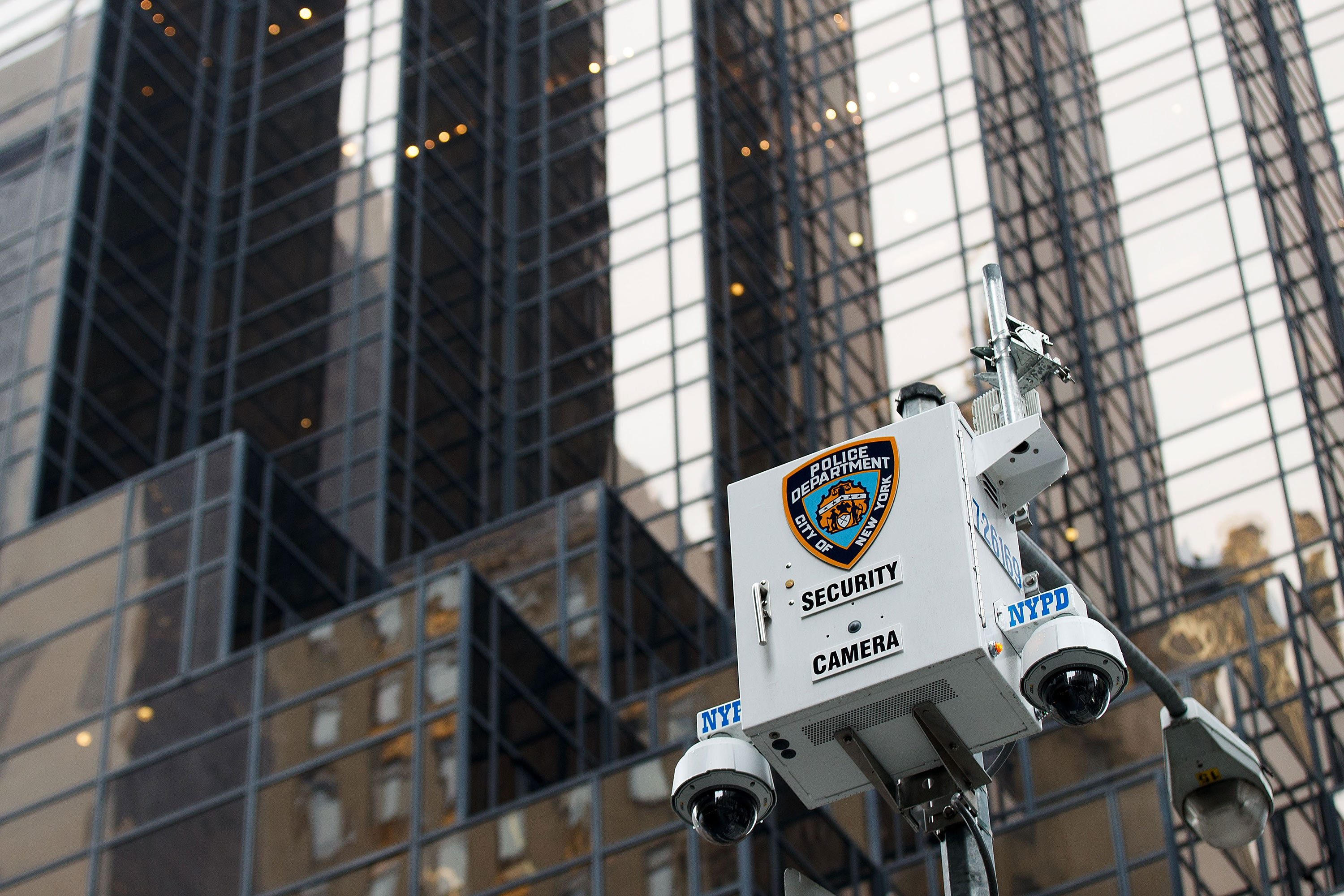 NYPD security camera box in front of Trump Tower