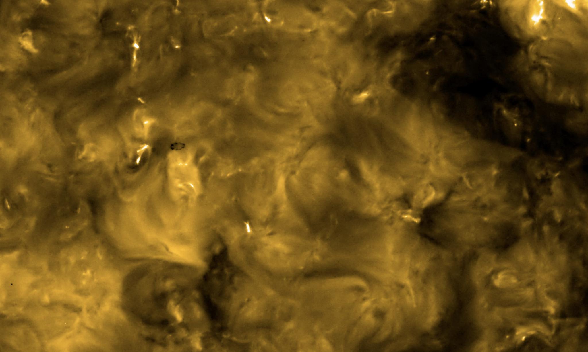A high-resolution image from the Extreme Ultraviolet Imager (EUI) on ESA’s Solar Orbiter spacecraft