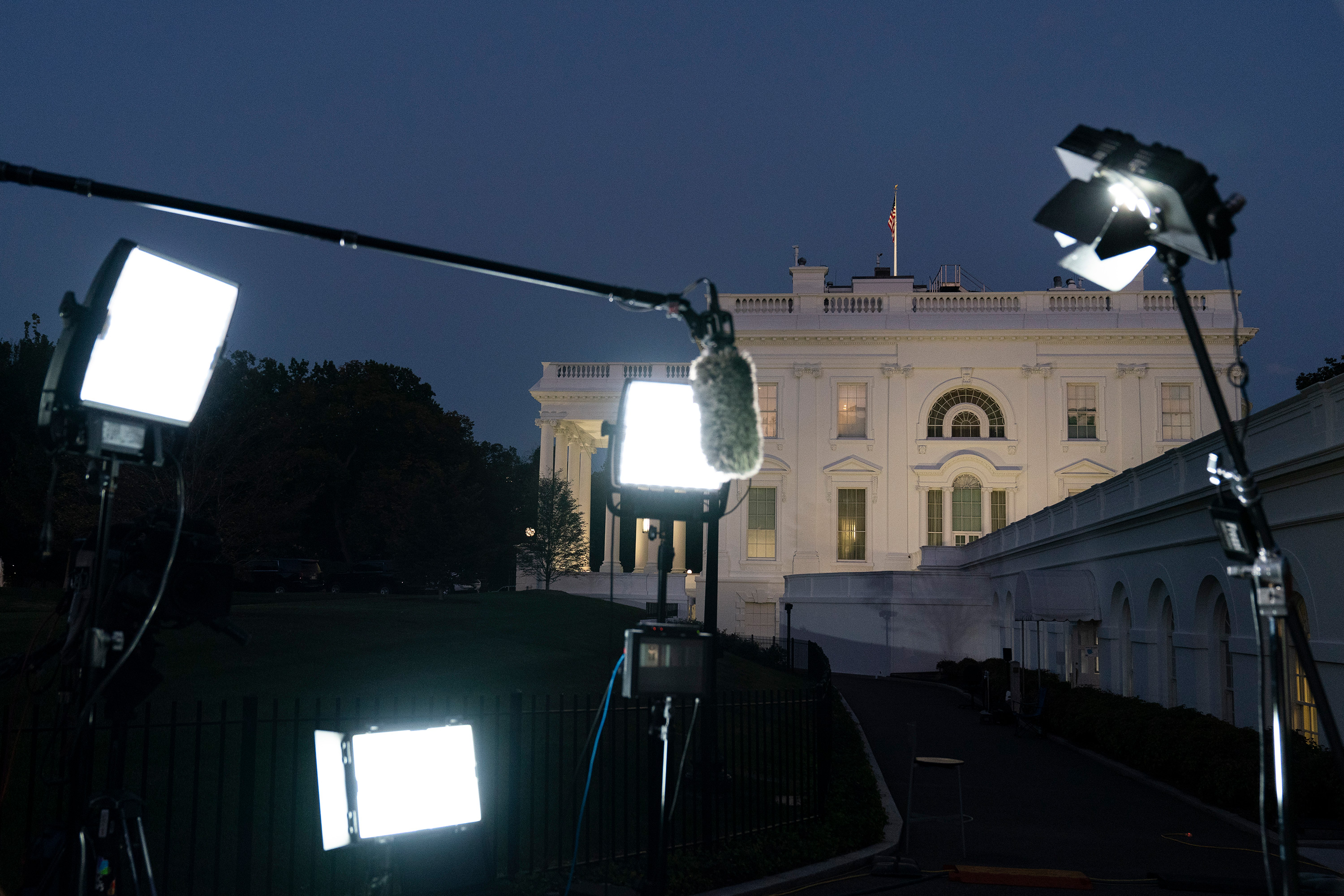 press setup at white house