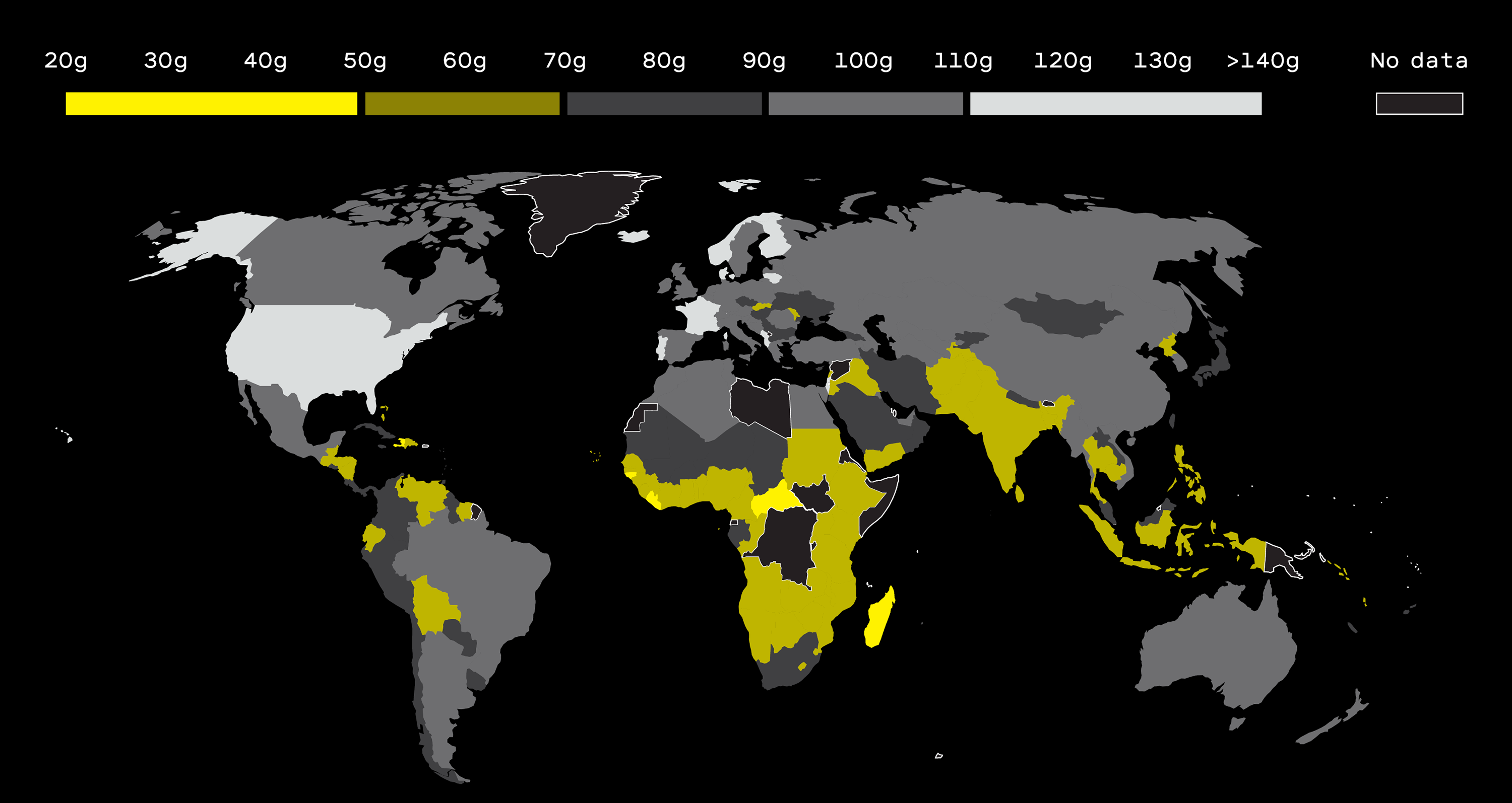 map of the world&#039;s protein consumption