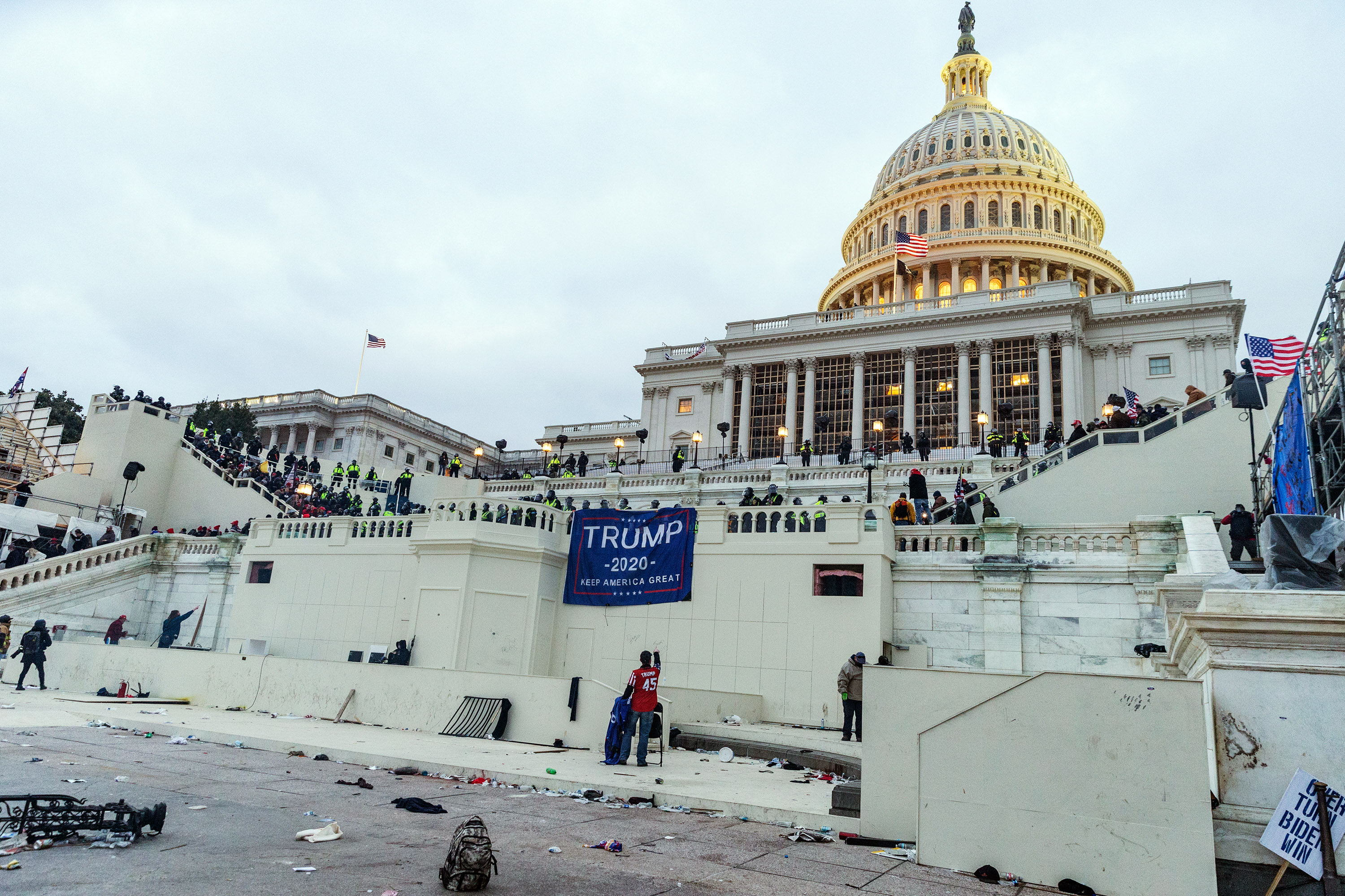 defaced Capitol building