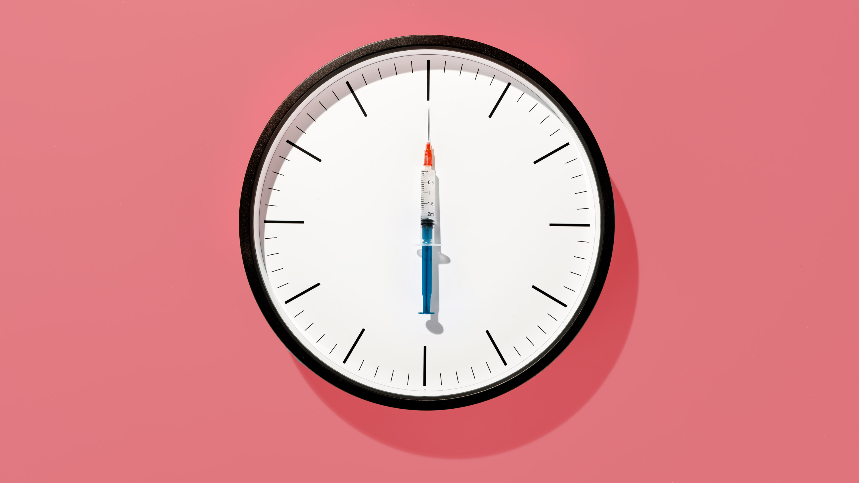 syringe on clock
