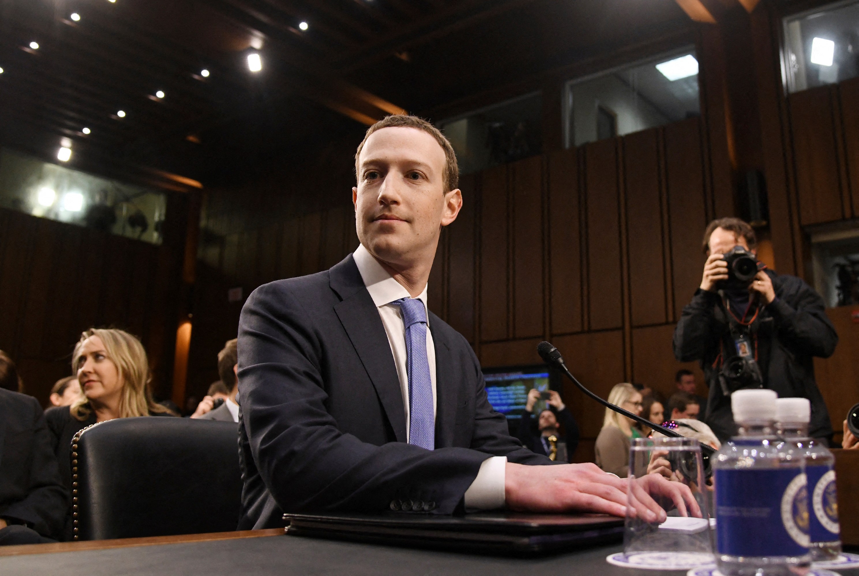File photo dated April 10, 2018 of Facebook CEO Mark Zuckerberg testifies before the Senate judiciary and commerce committees on Capitol Hill over social media data breach, in Washington, DC, USA. The Federal Trade Commission sued to break up Facebook on Wednesday, asking a federal court to force the sell-off of assets such as Instagram and WhatsApp as independent businesses.