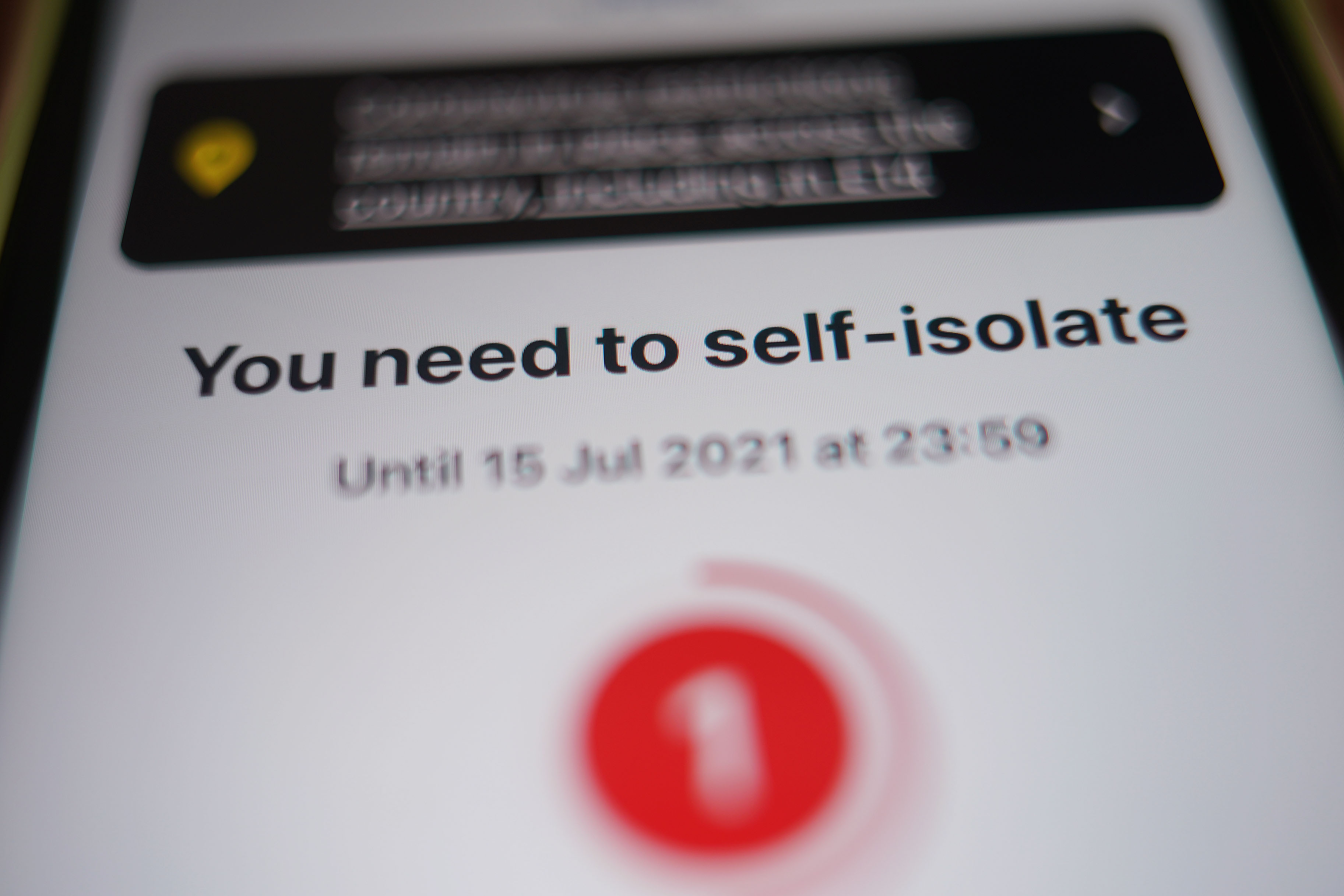 NHS app self-isolate message