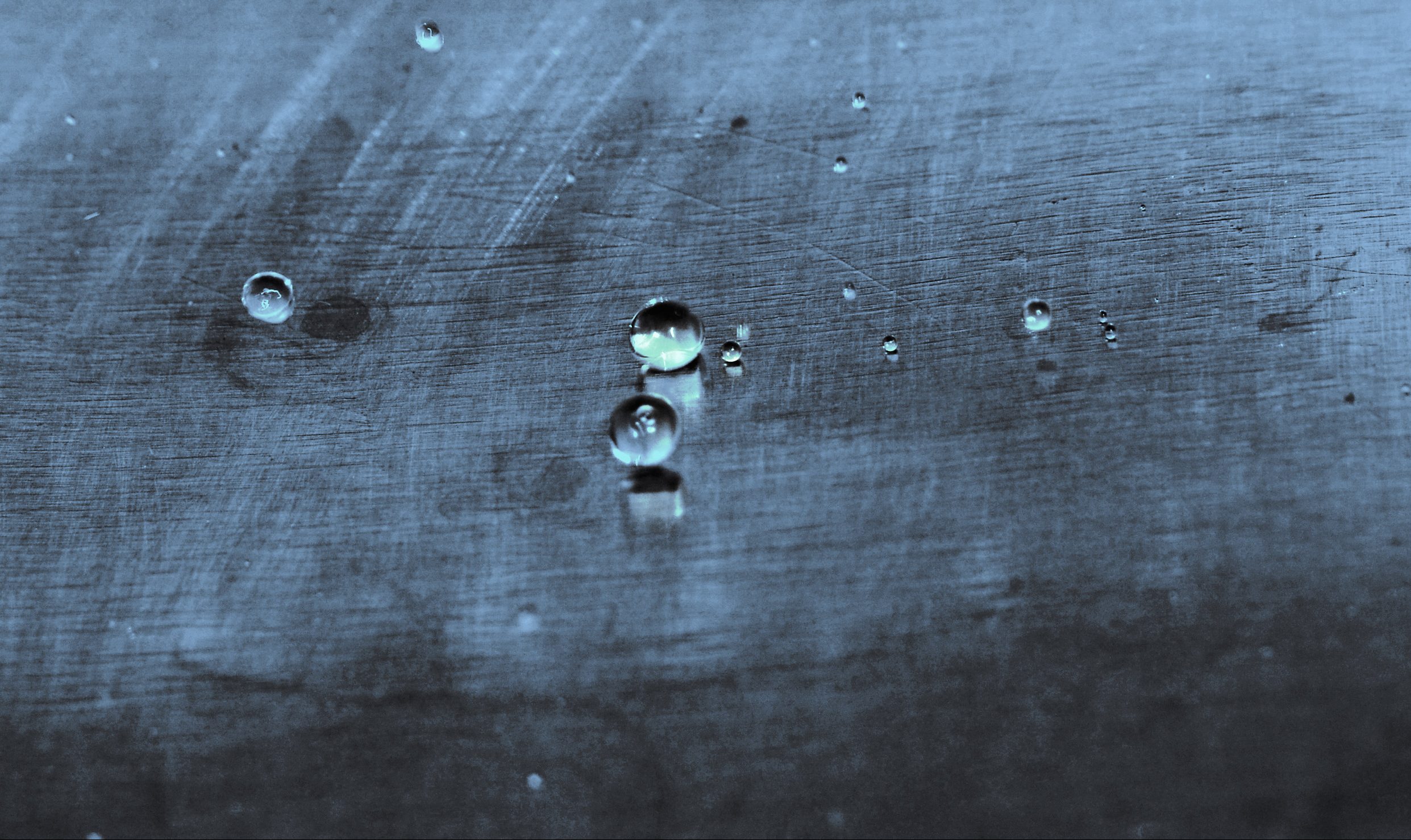 droplets of water on a surface