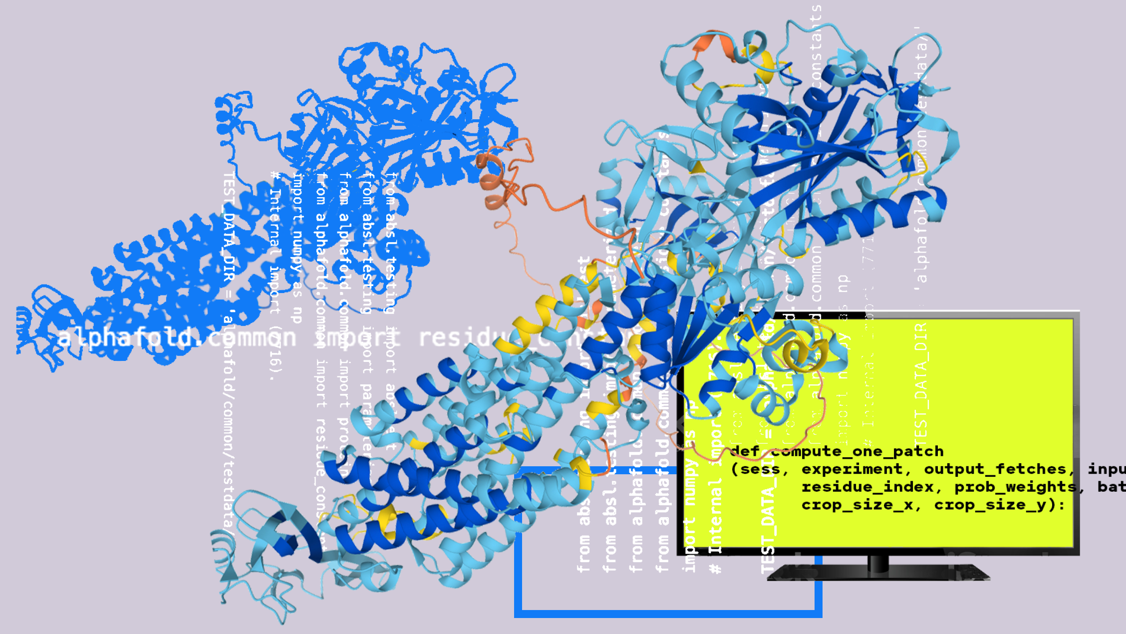 Concept illustration of using AI for predicting protein folding