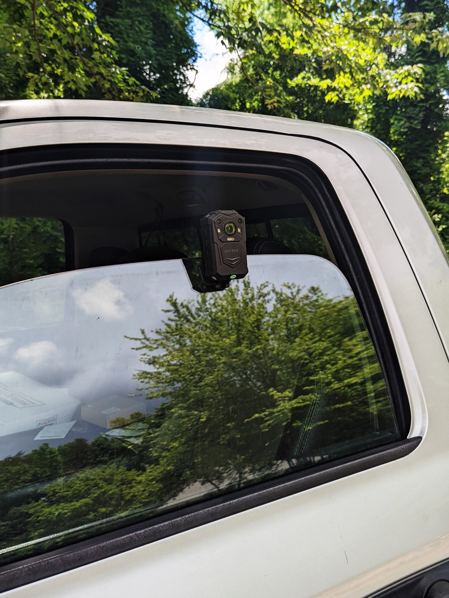 surveillance camera on truck window