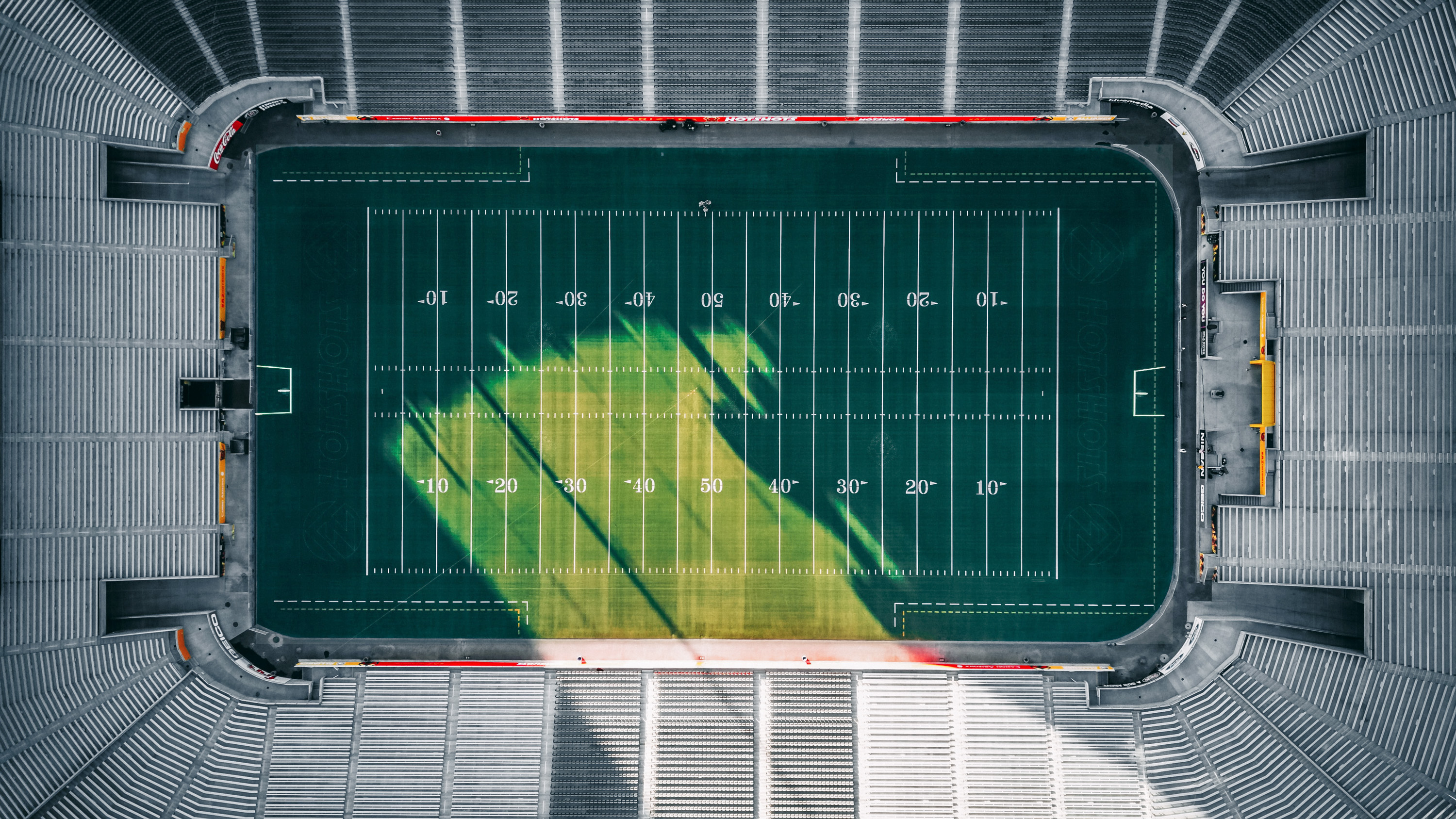 overhead view of football stadium