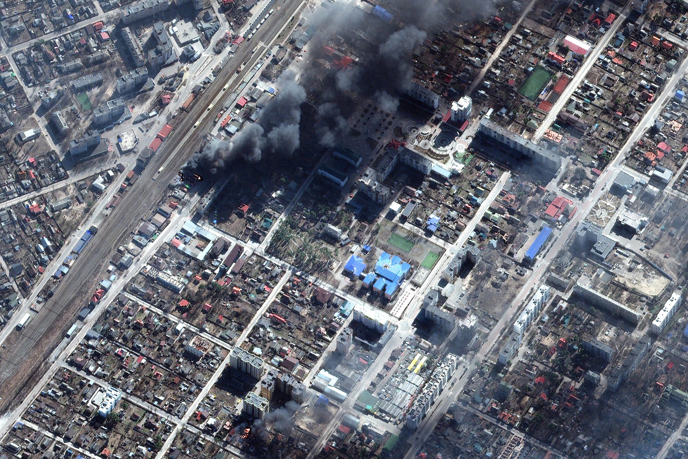 A satellite image of the Ukrainian city