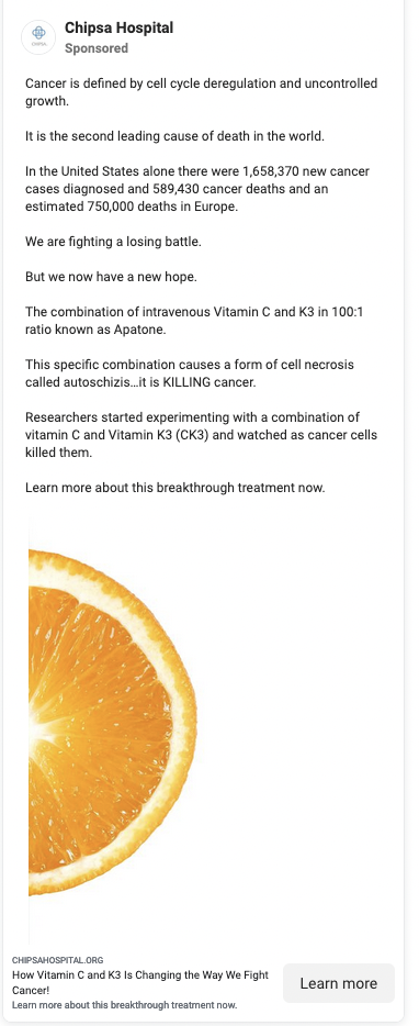 Fb is bombarding most cancers sufferers with adverts for unproven remedies