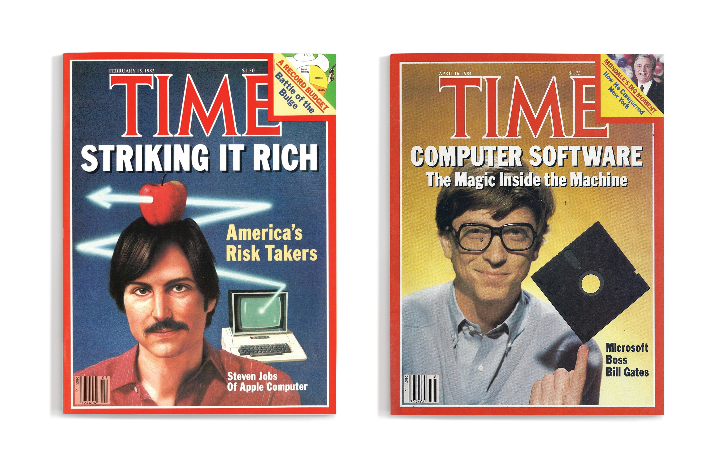 Steve Jobs and Bill Gates each on a Time magazine cover