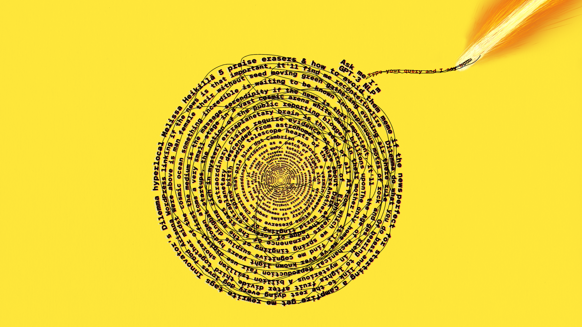 bomb made of generated text with lit fuse