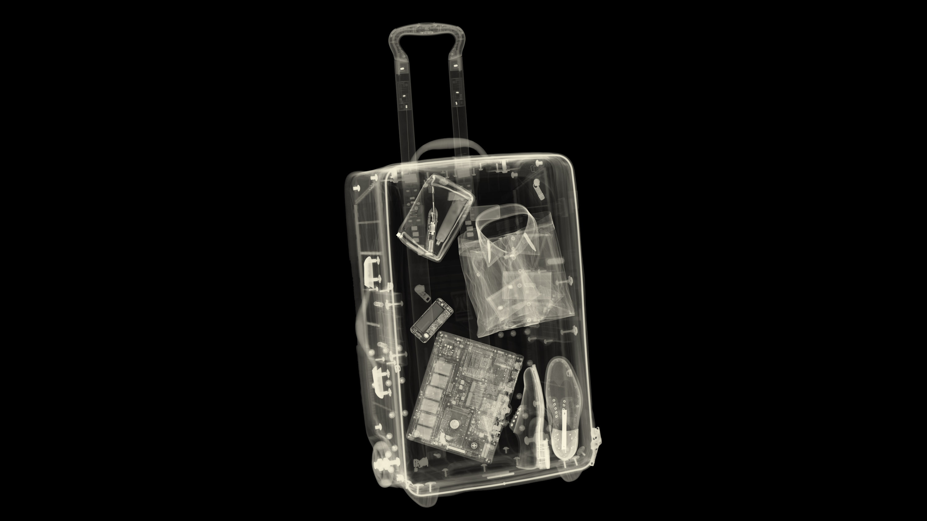 x-ray scan of rolling suitcase