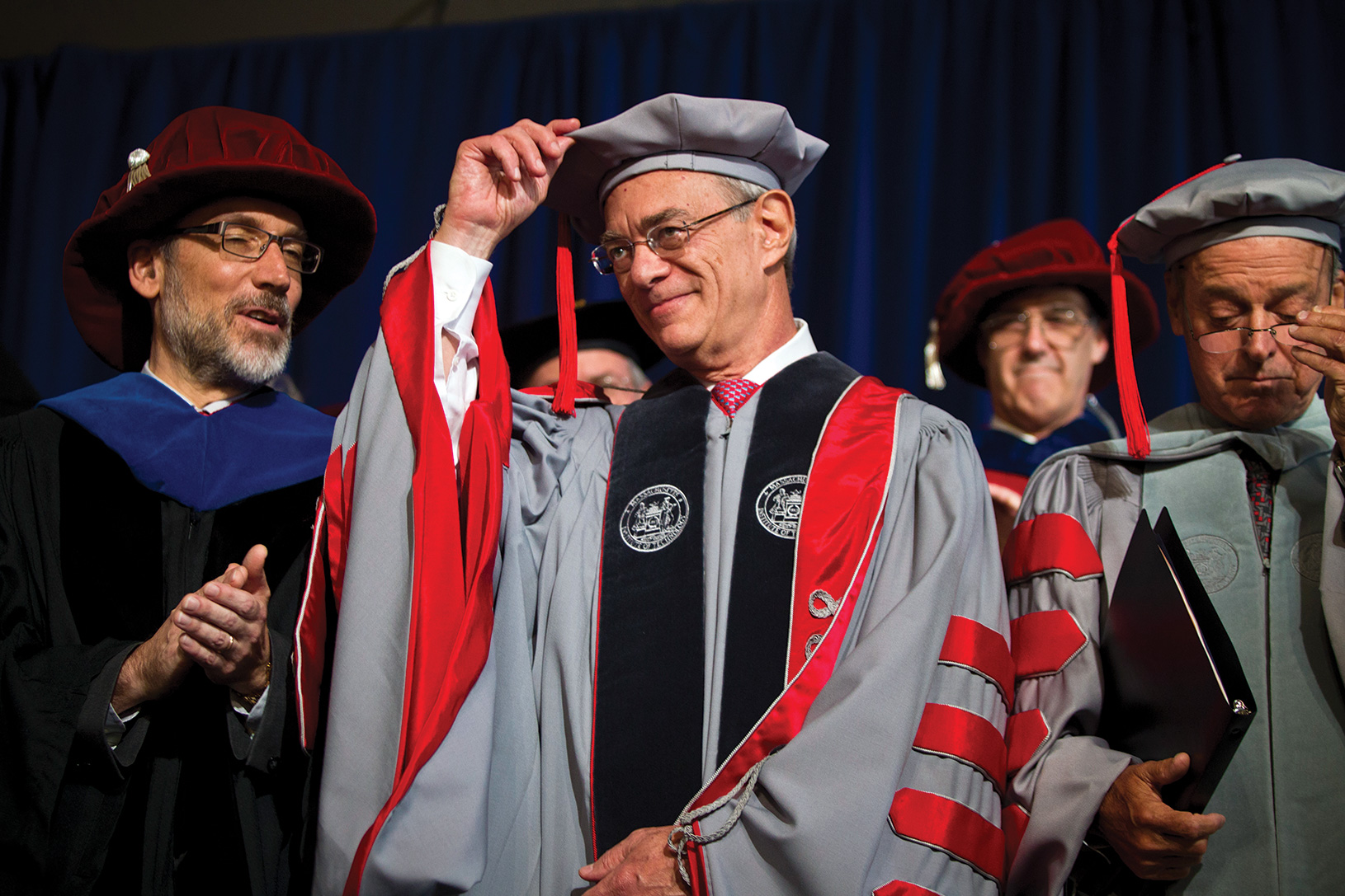 Reif tips his cap at his inauguration ceremony