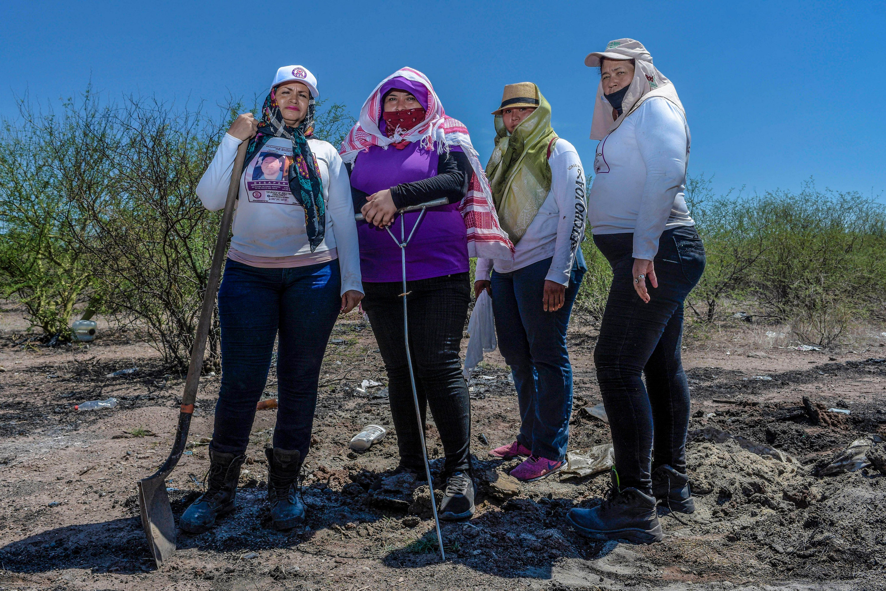 members of the group Guerreras Buscadoras de Sonora at a site where they have been searching
