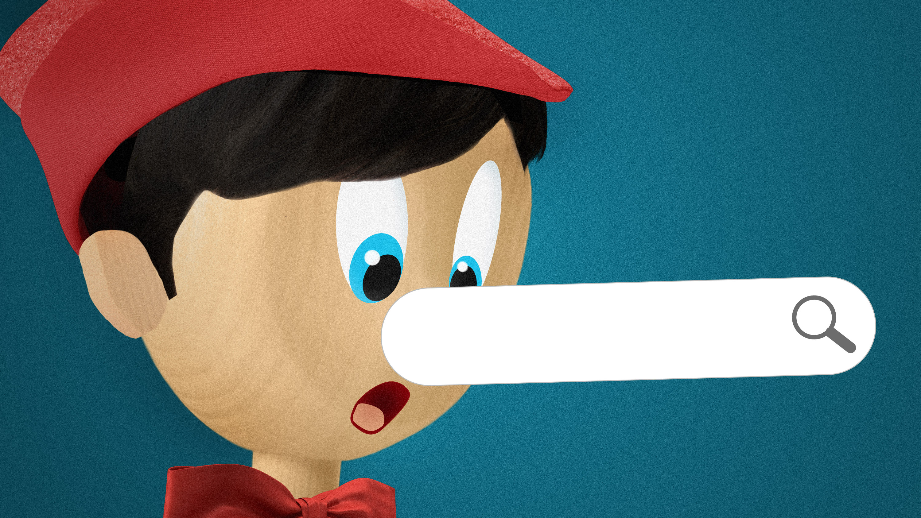 pinocchio with AI powered search nose