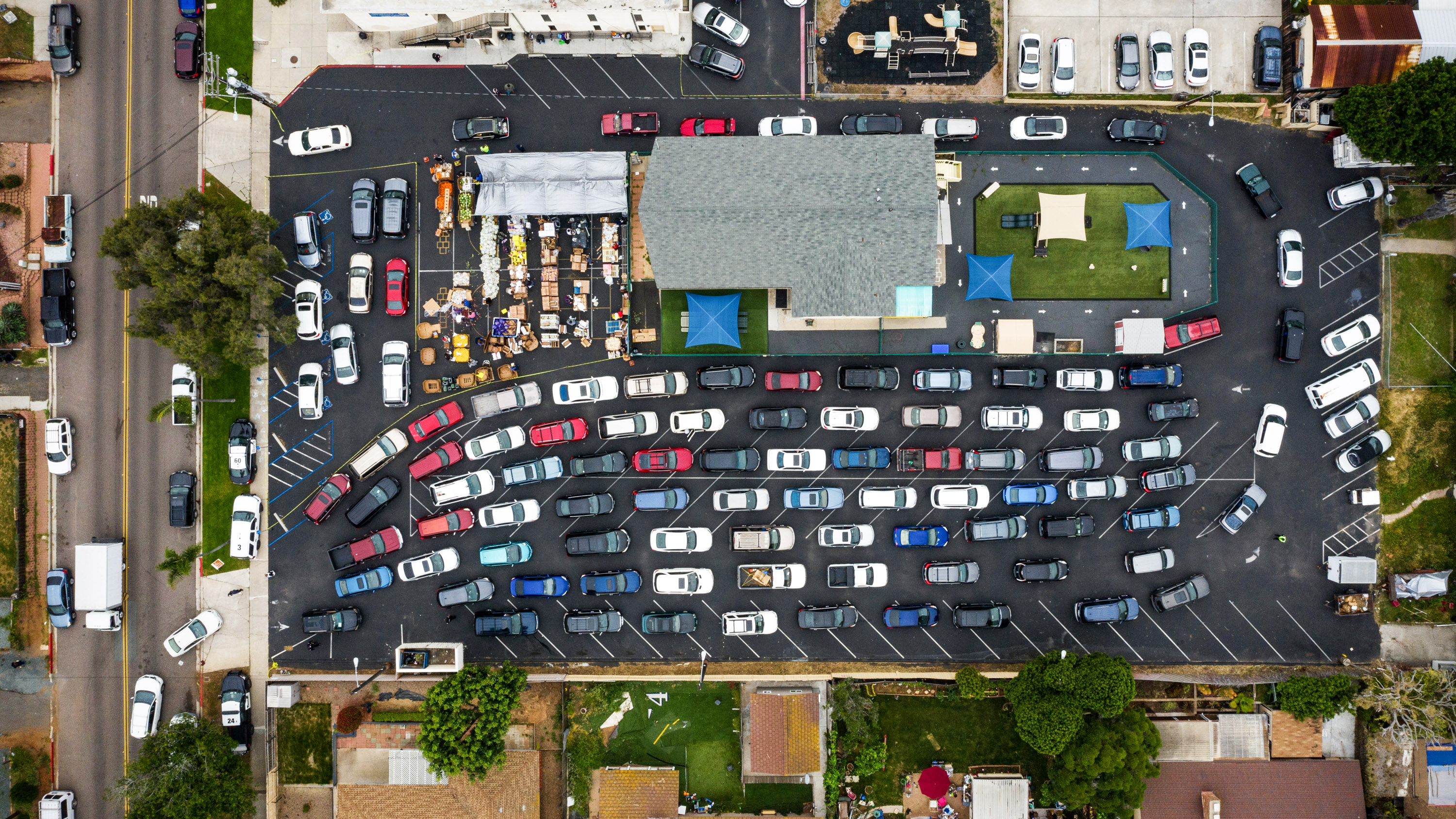 Aerial view of cars in Chula Vista, CA