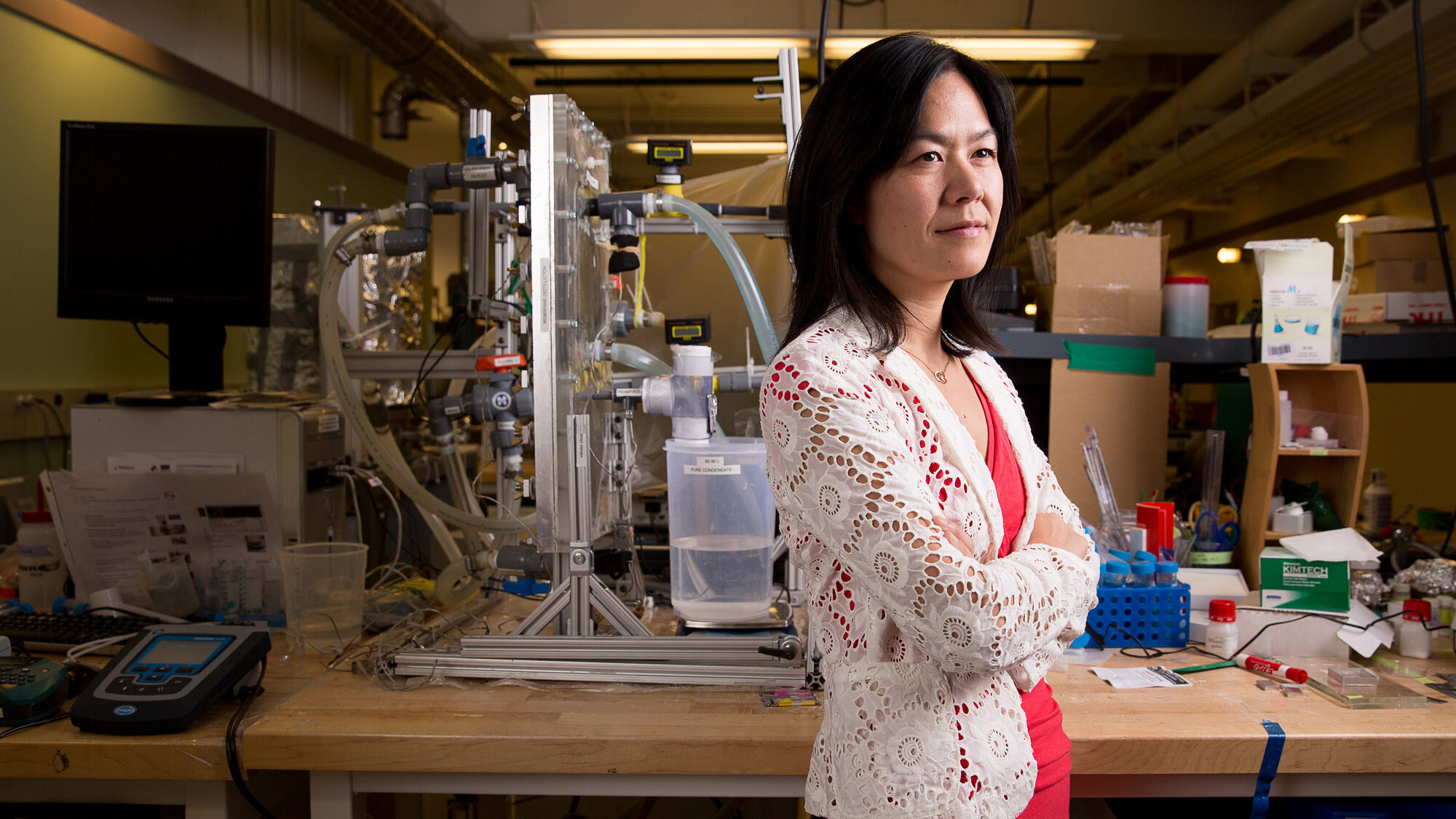 Evelyn N. Wang in her MIT lab