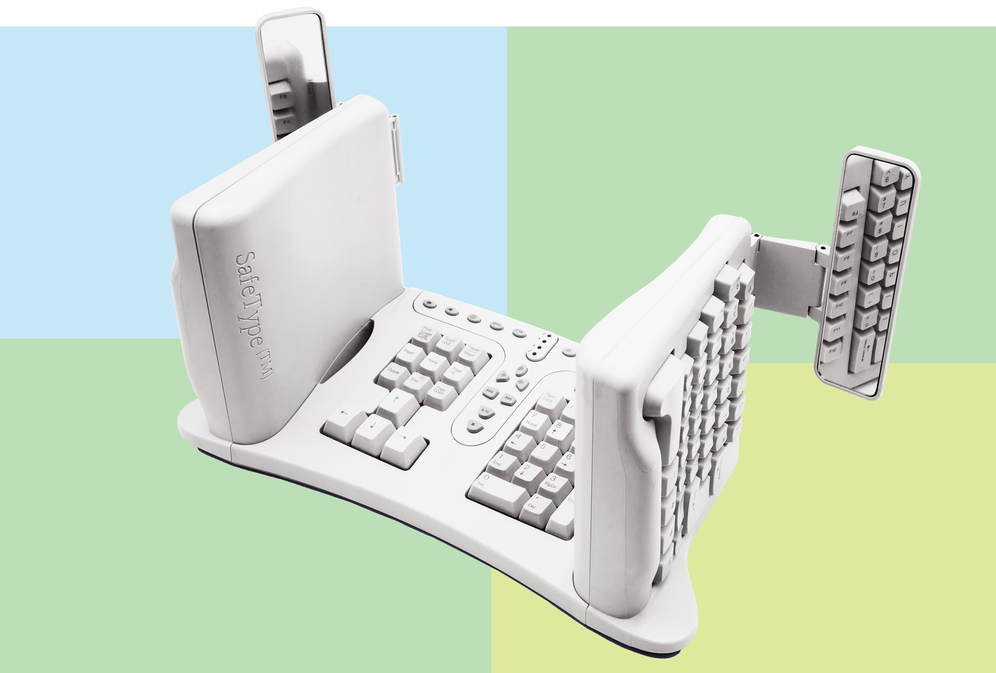 SafeType three quarters keyboard with side mirrors