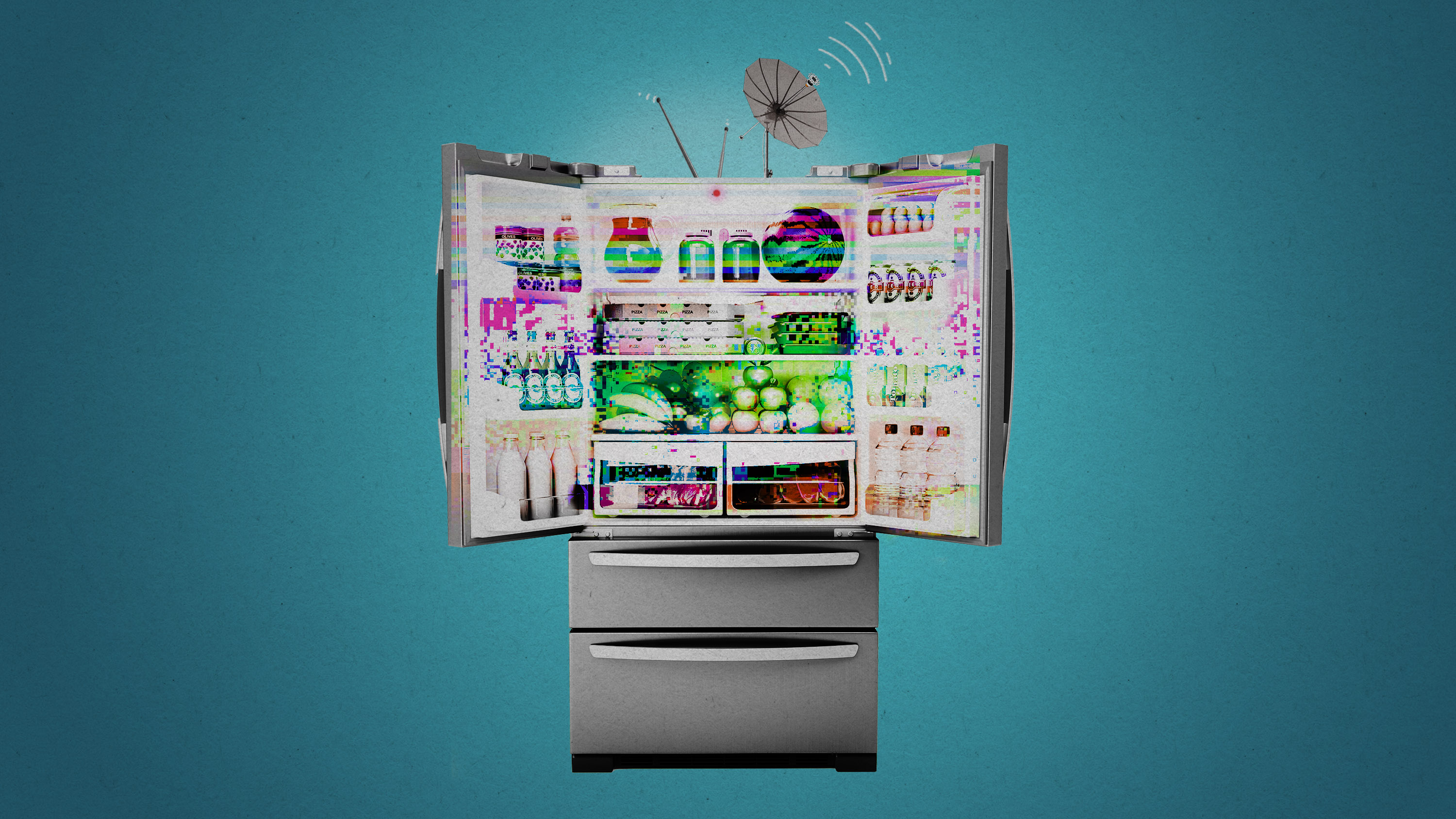 hacked smart fridge with antennae