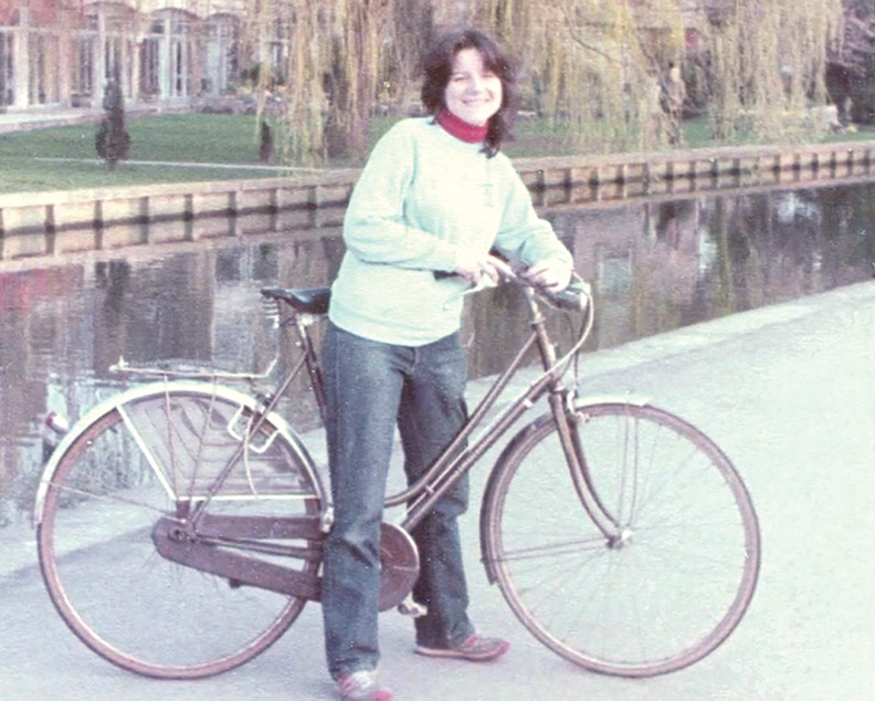 young Sally Kornbluth with a bicycle