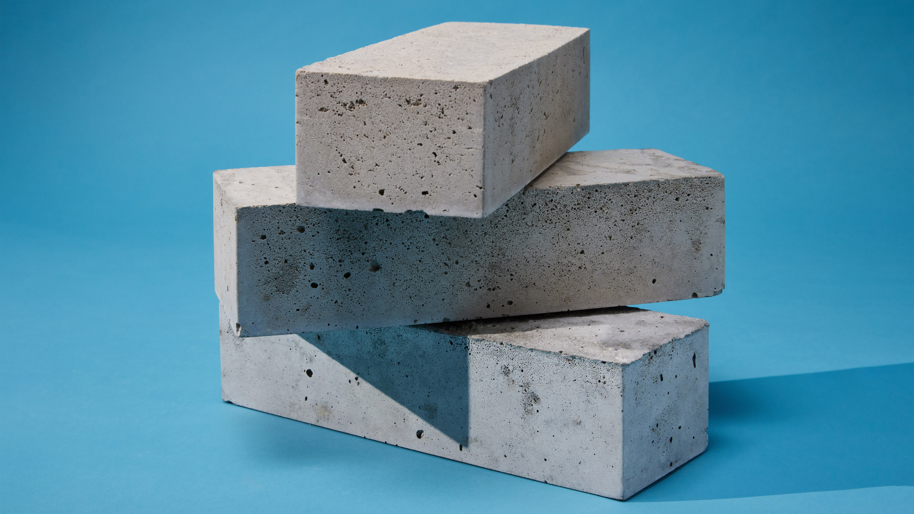 Three cement blocks in a stack
