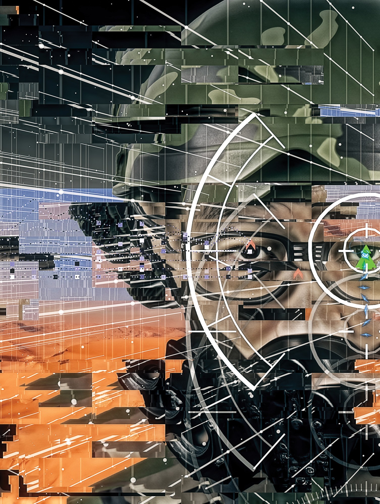 glitch aesthetic of a soldier's face