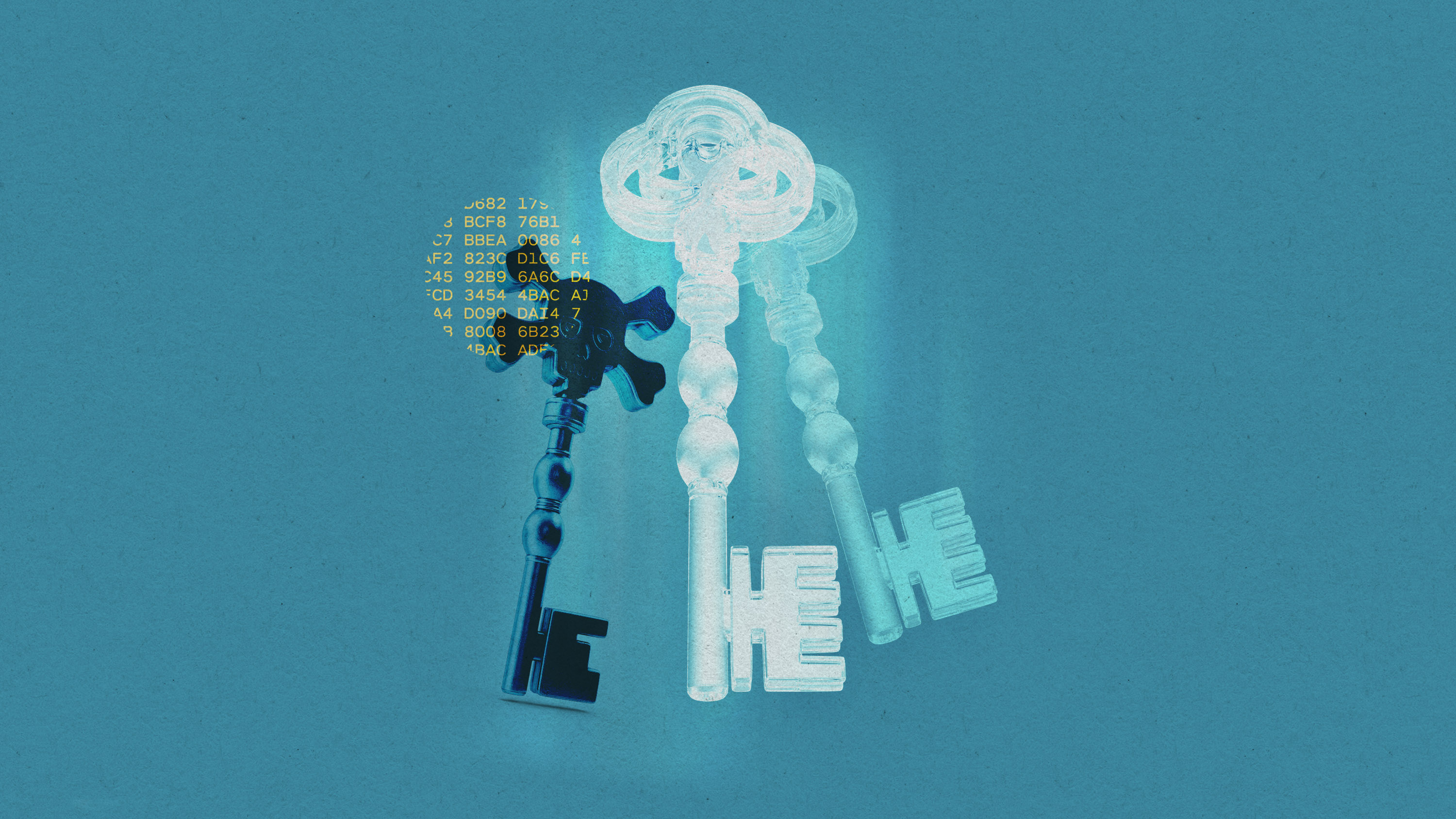 glass key and skeleton key with motion effect and hash code