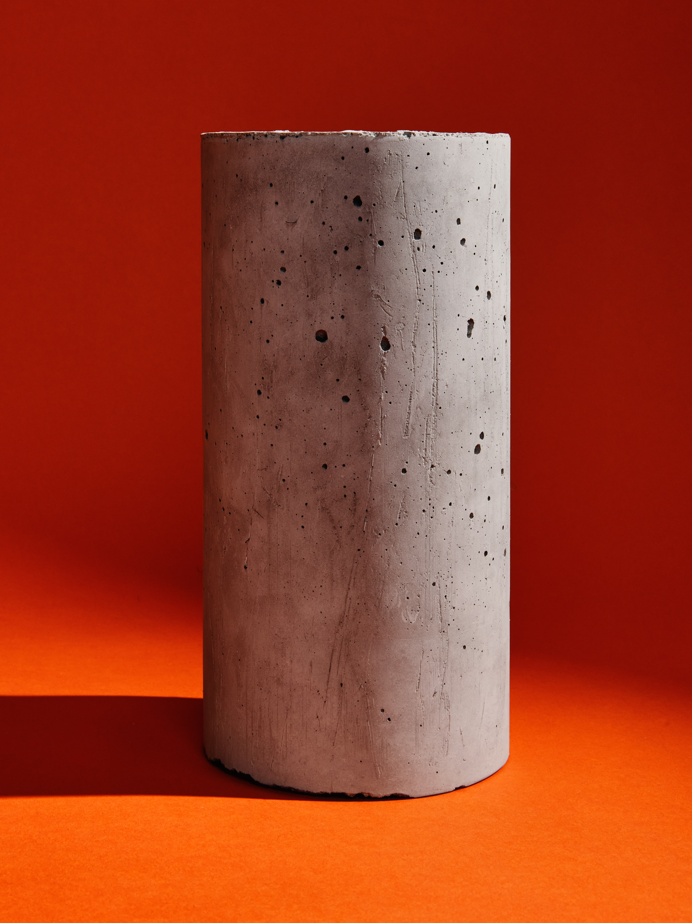 Cured cement in a cylindrical shape