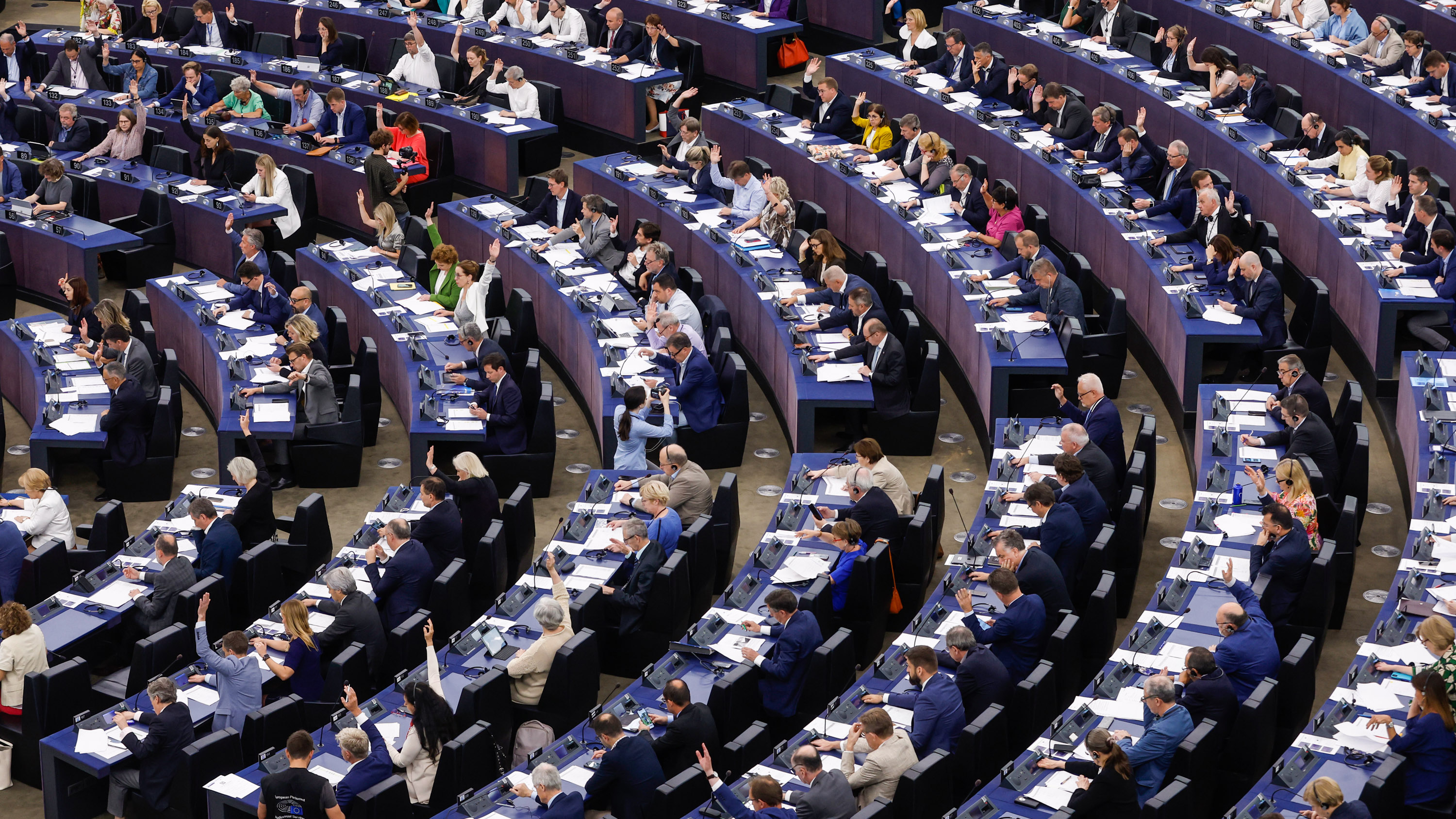 European Parliament during a vote on the Artificial Intelligence Act in June 2023