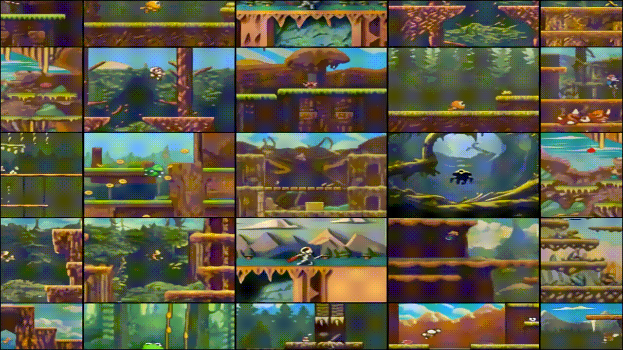 grid of screengrabs of games generated by Genie