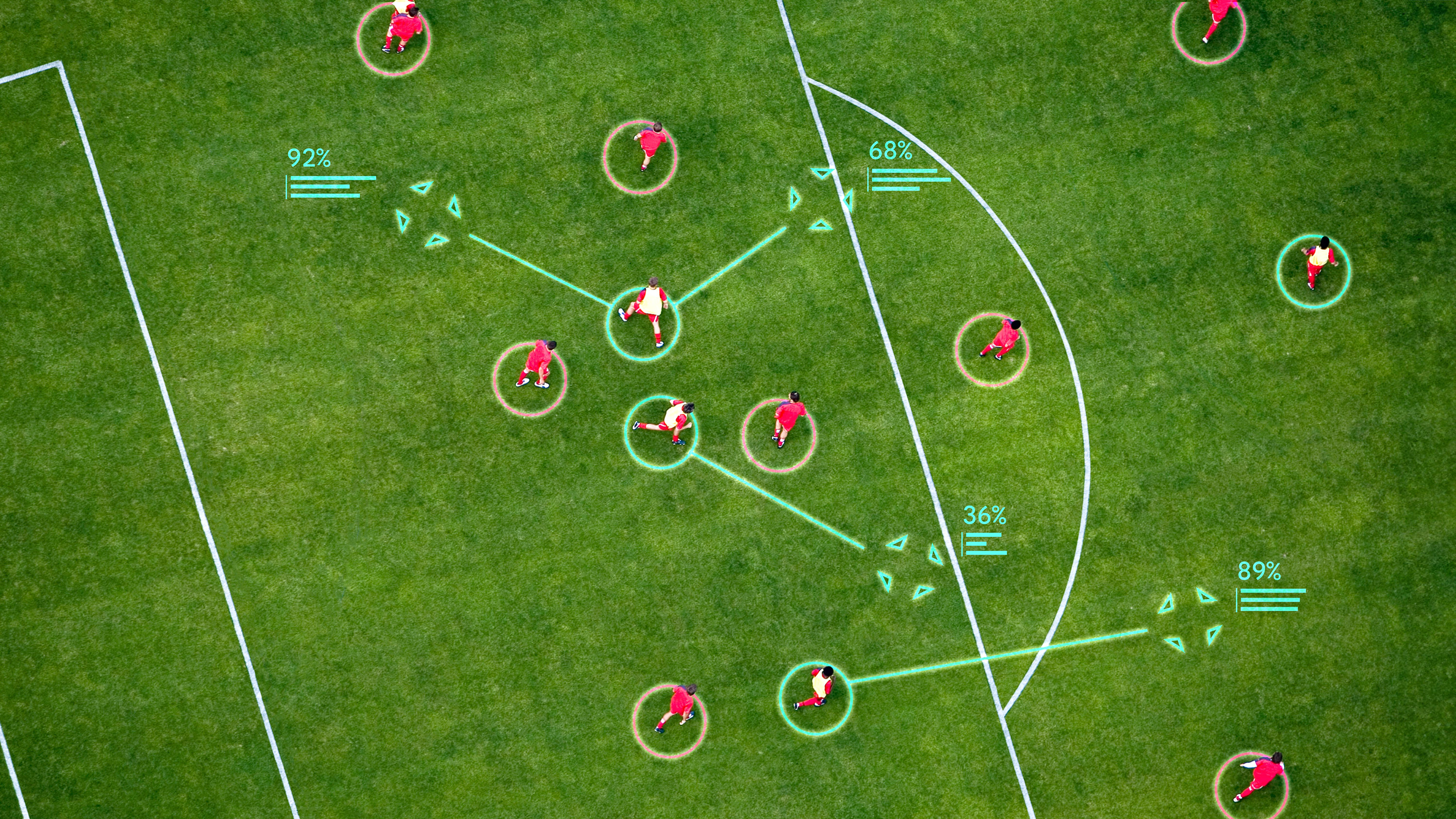 An overhead illustration showcasing how AI can work with football.