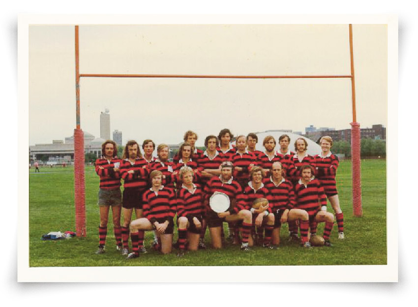 group photo of the 1974 rugby champions