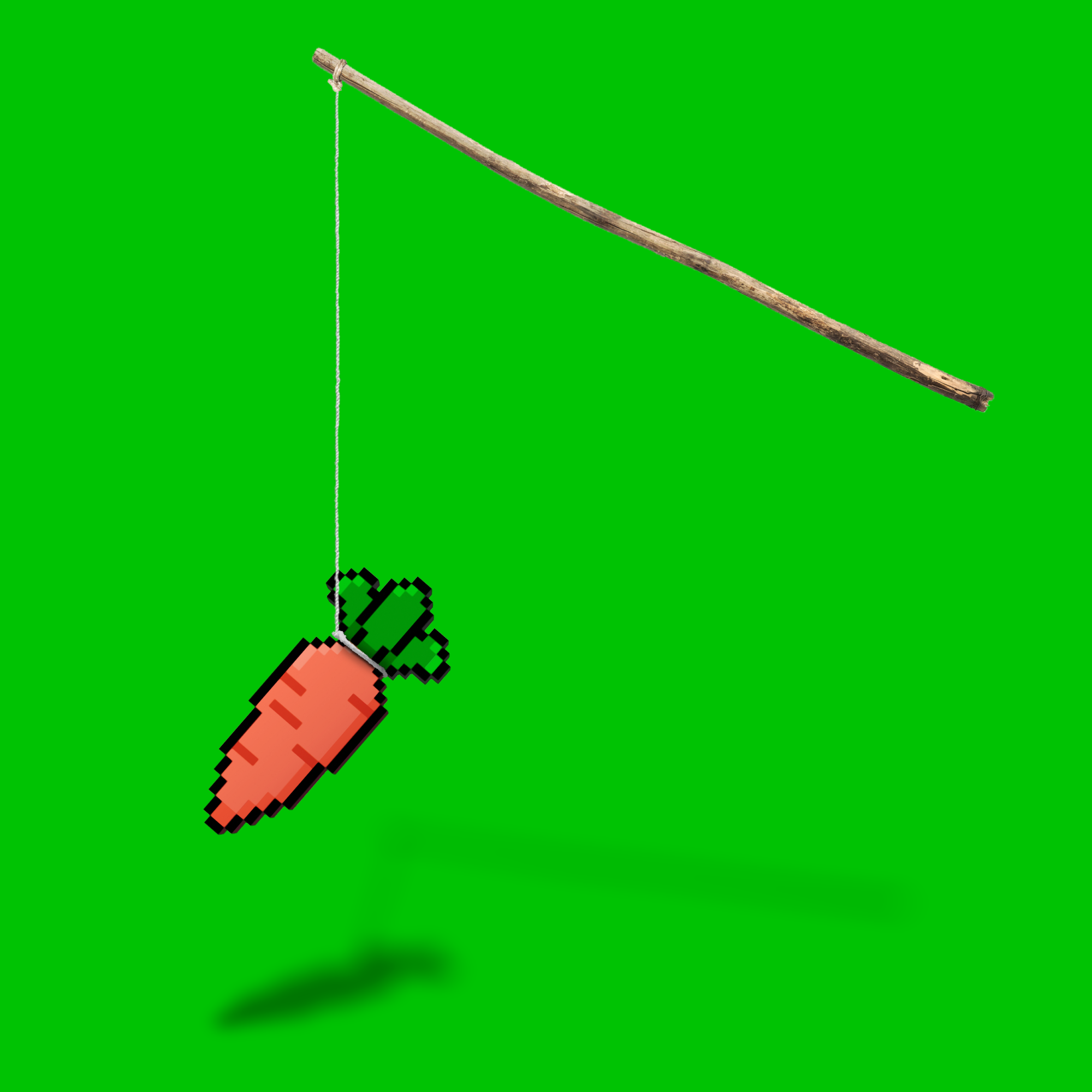 8bit carrot dangling from a stick