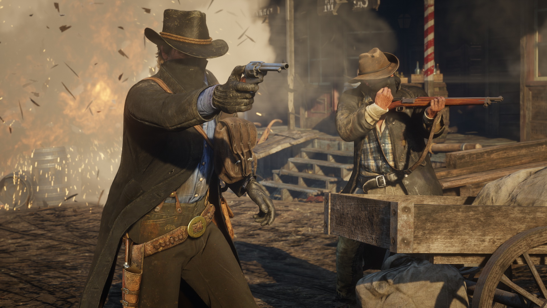a scene of gunfighters in Red Dead Redemption 2