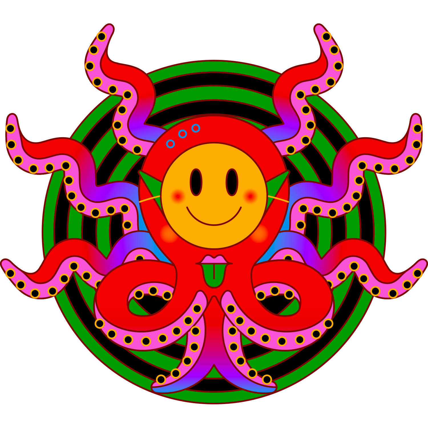 octopus wearing a smiley face mask