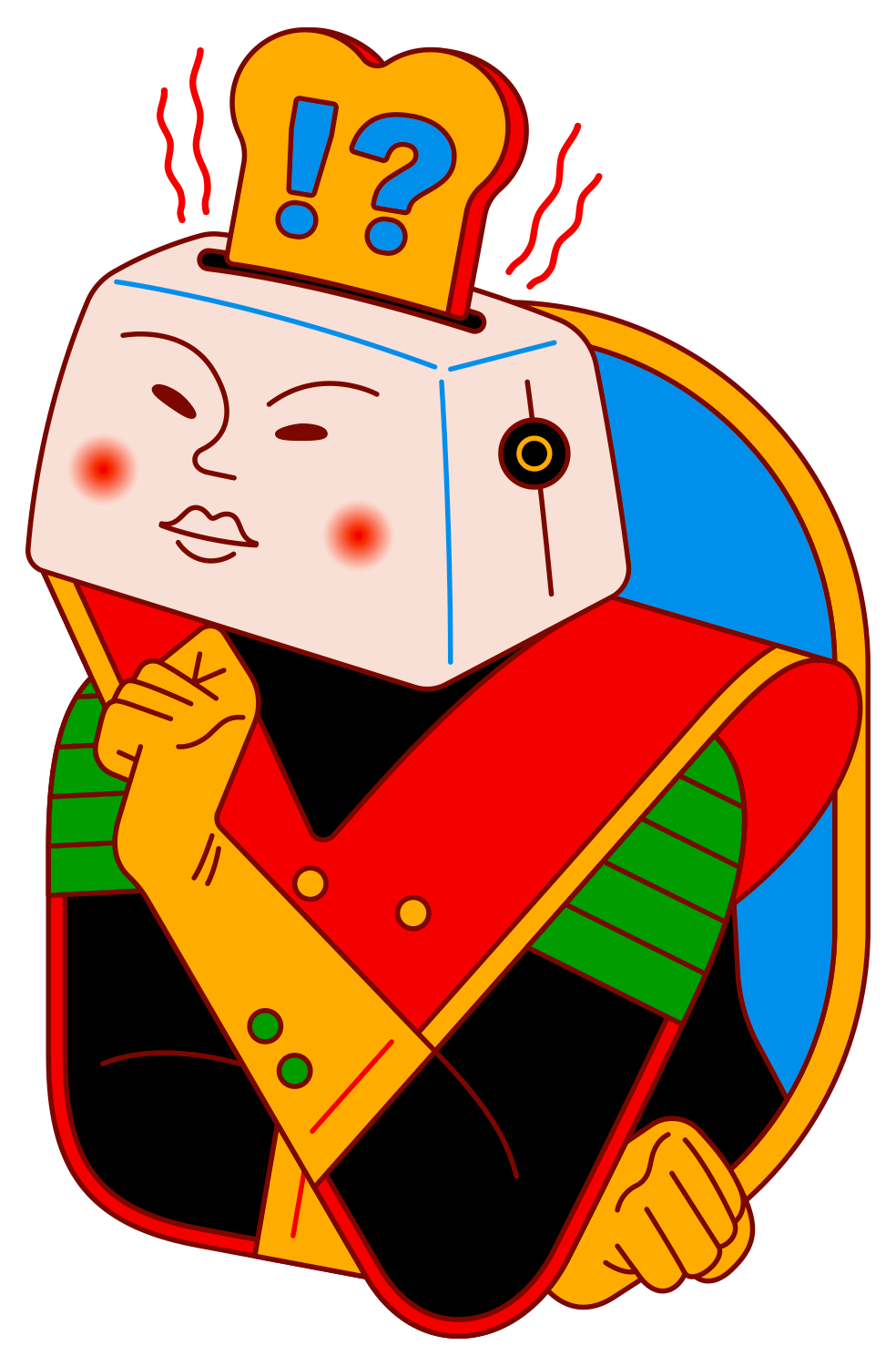 character with a toaster for a head